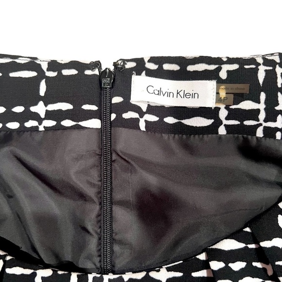 Calvin Klein Dress NWOT Pockets 4P Belted Black White - Picture 4 of 5